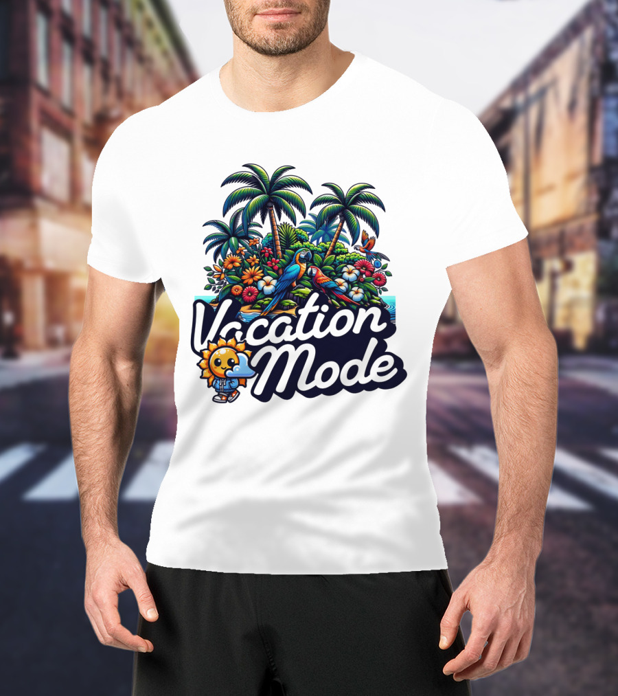 Vacation Mode Tropical Paradise Parrots And Palms T-Shirt