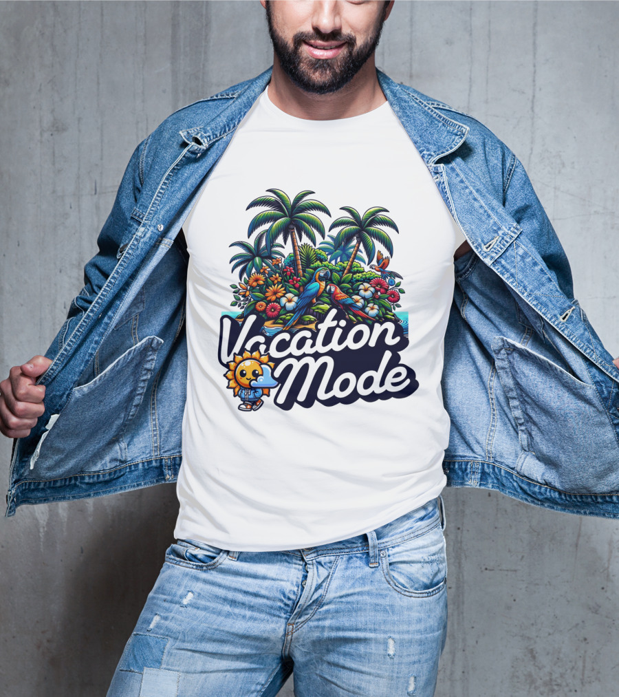 Vacation Mode Tropical Paradise Parrots And Palms T-Shirt