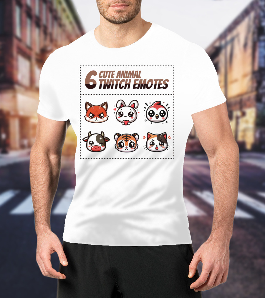 6 Cute Animal Twitch Emotes T-Shirt