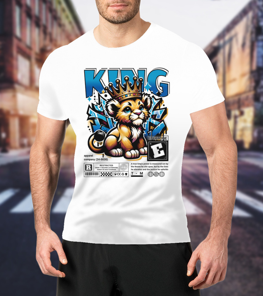 KING Lion Cub Crown Power True Justice Gaming E Motif T-Shirt