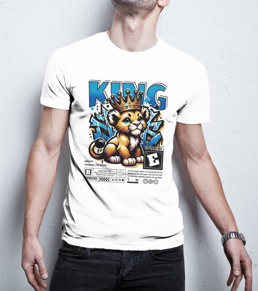 KING Lion Cub Crown Power True Justice Gaming E Motif T-Shirt