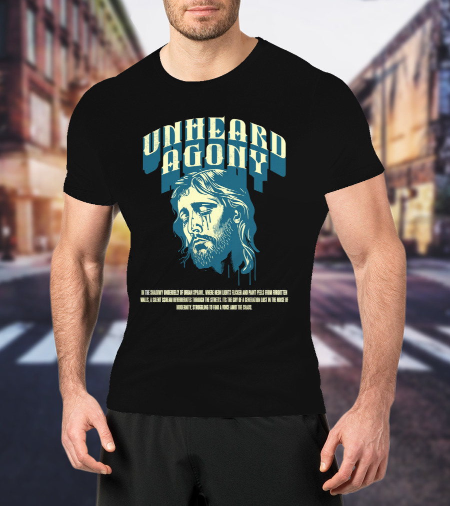 Unheard Agony Neon Lights Silent Scream Struggling Voice Chaos T-Shirt