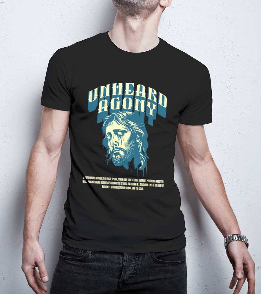 Unheard Agony Neon Lights Silent Scream Struggling Voice Chaos T-Shirt