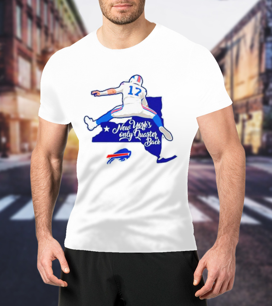 Buffalo Bills 17 New York's Only Quarterback With Iconic Jump And Team Colors T-Shirt