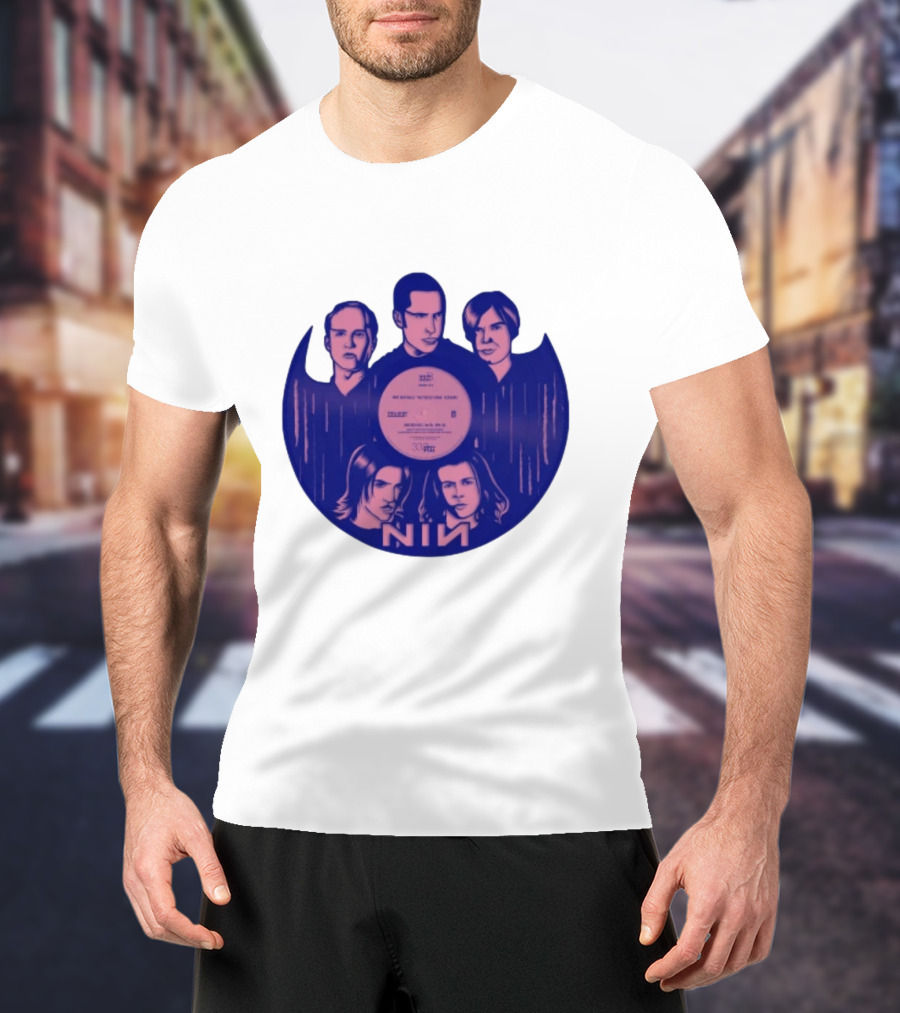 NIN Spiral Group Portrait With Record T-Shirt