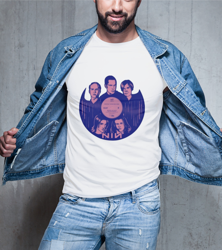 NIN Spiral Group Portrait With Record T-Shirt