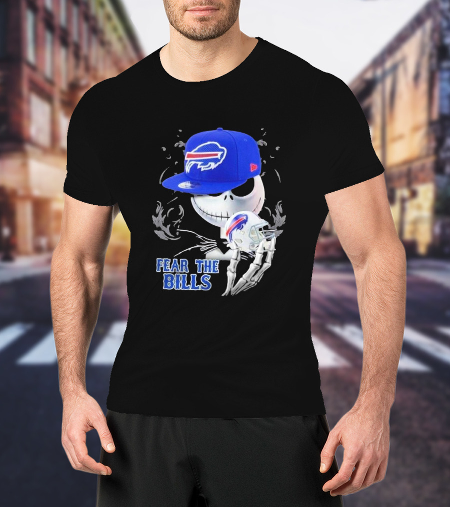 Buffalo Bills Jack Skellington Fear The Bills Halloween NFL Crossover T-Shirt