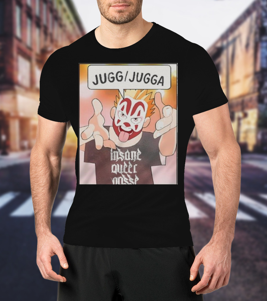 Jugg Jugga Insane Queer Posse Cartoon Character Clown Face T-Shirt