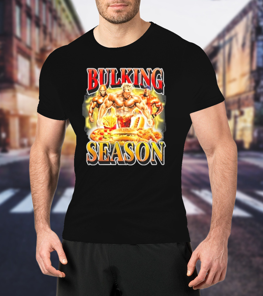 Notsafeforwear Bulking Season Muscular Trio And Feast T-Shirt