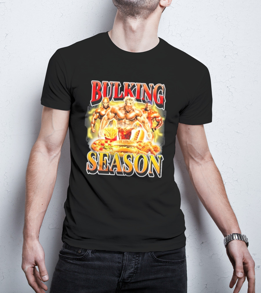 Notsafeforwear Bulking Season Muscular Trio And Feast T-Shirt