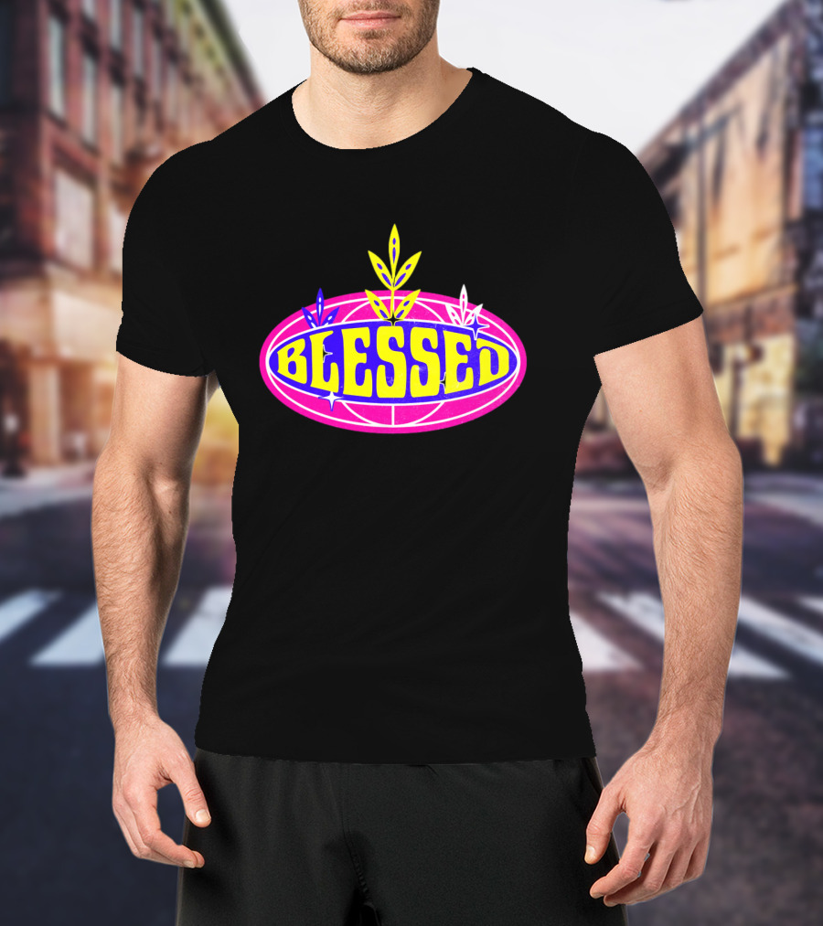 Blessed Retro Oval Neon Floral T-Shirt