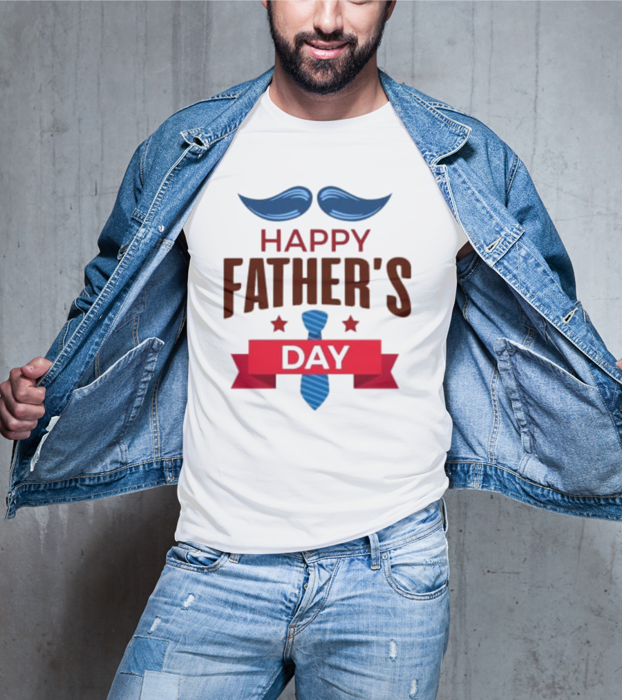 Happy Father's Day Blue Mustache And Tie T-Shirt