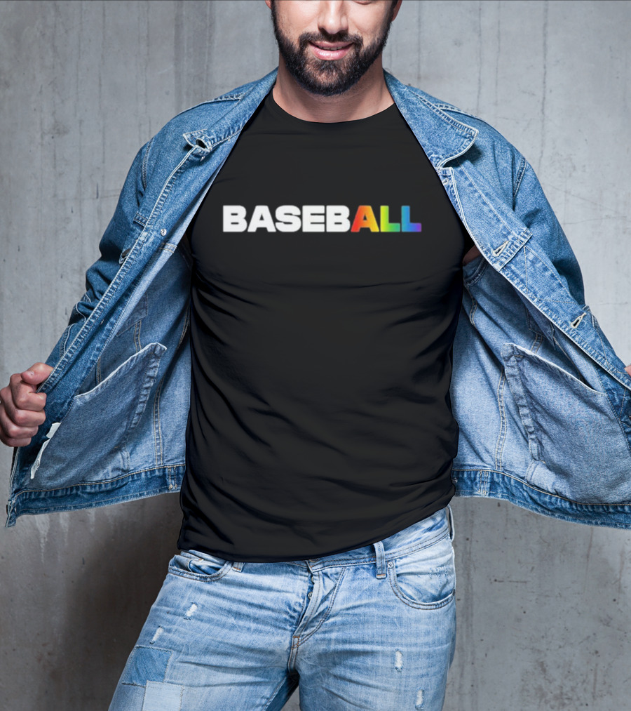 Pitcherlist Baseball Pride ALL Rainbow Letters T-Shirt
