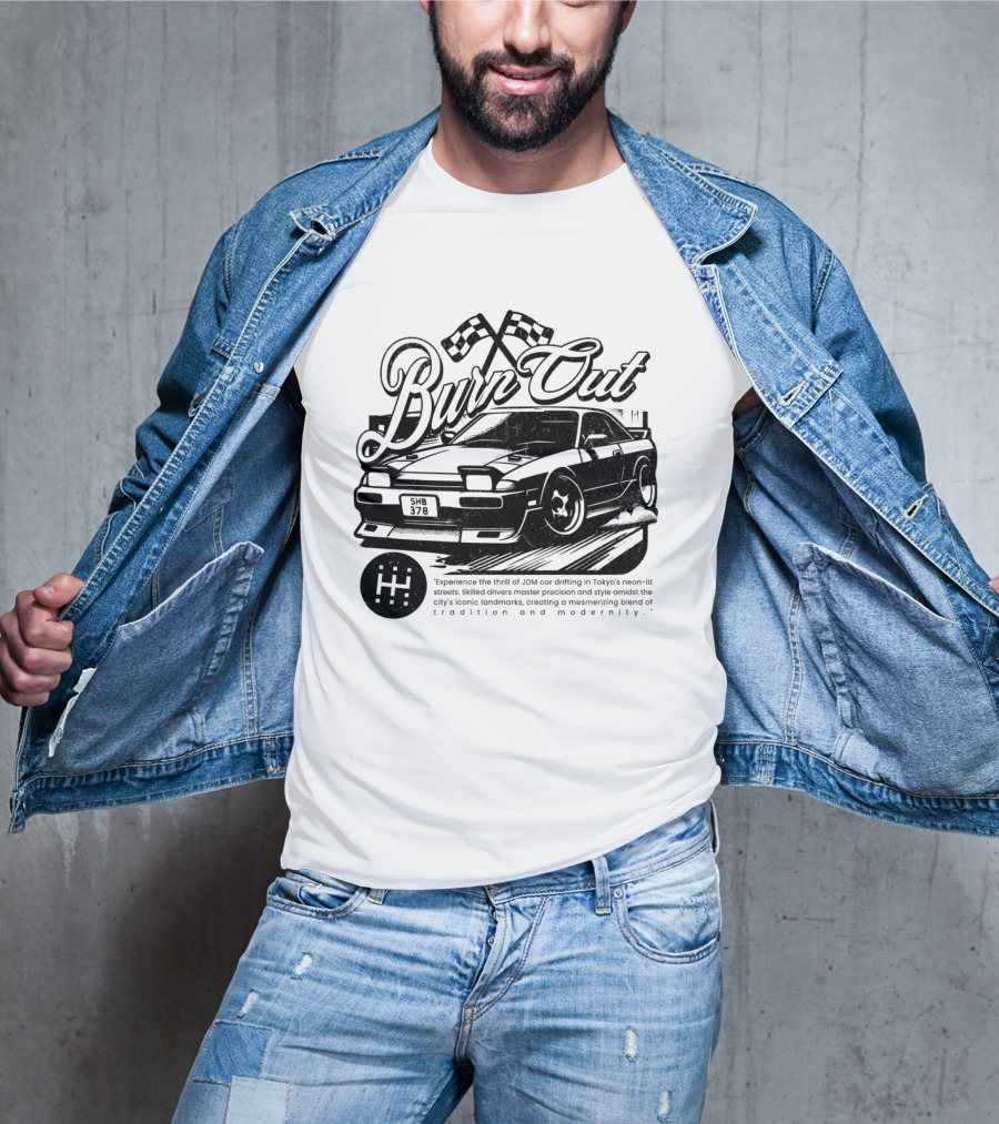 Burn Out JDM Car Drifting Tokyo Streets Tradition And Modernity T-Shirt
