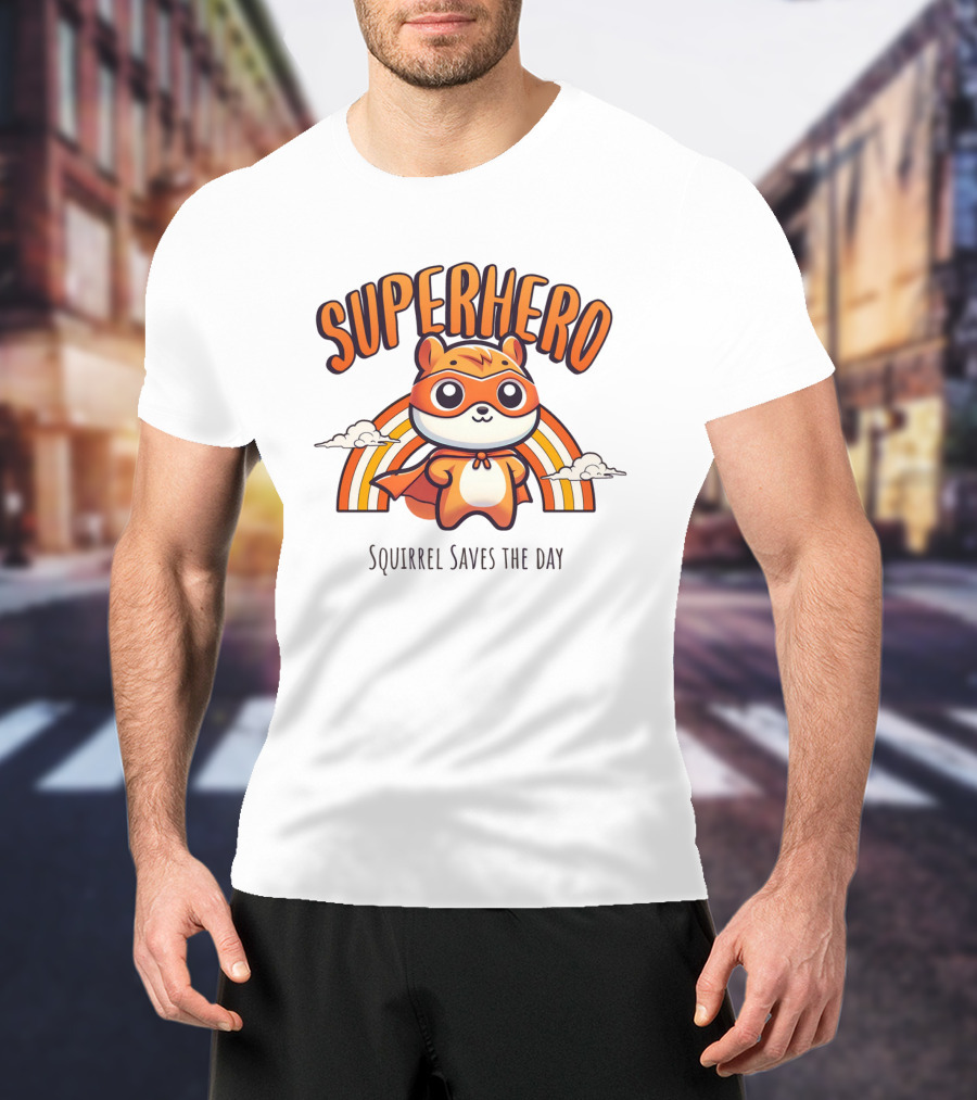 Superhero Squirrel Saves The Day T-Shirt