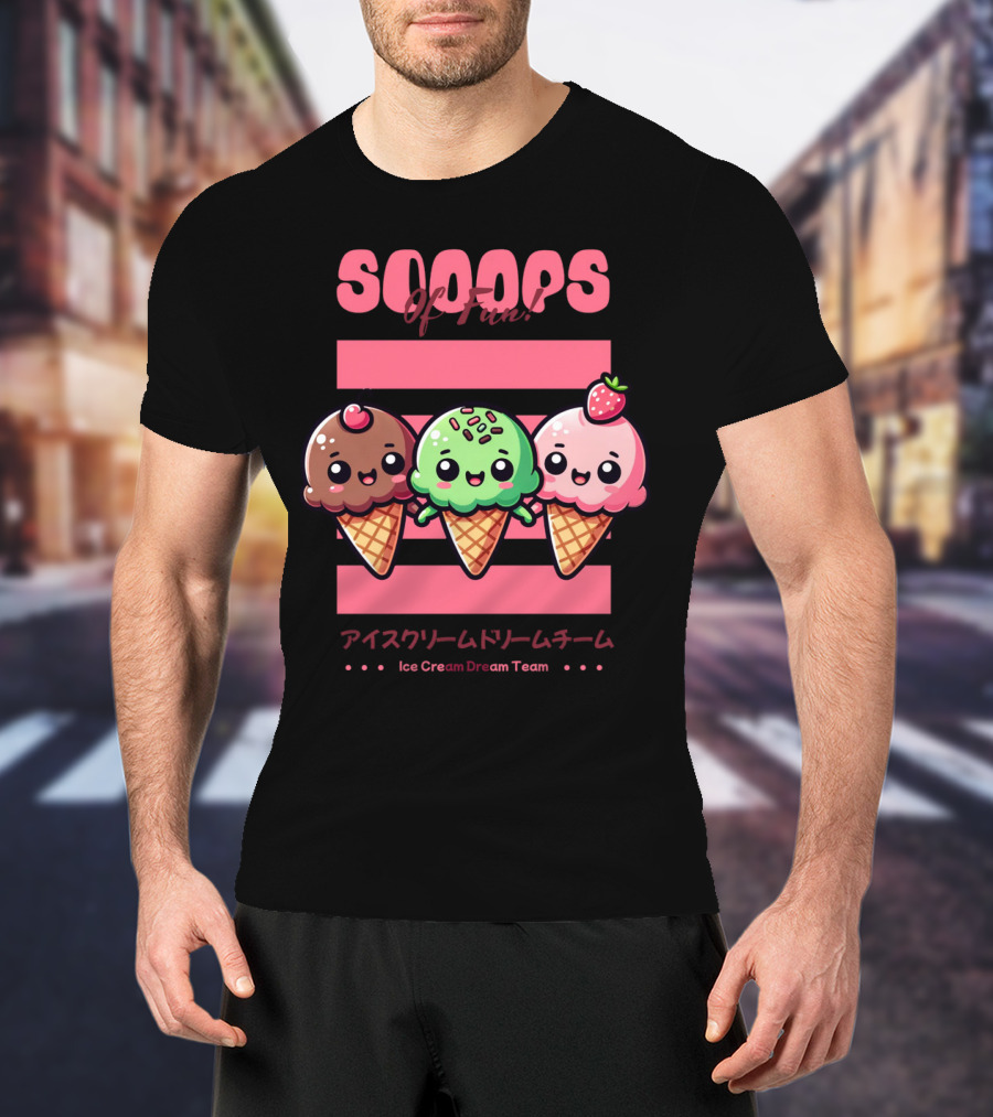 Scoops Of Fun Ice Cream Dream Team Kawaii Cones T-Shirt