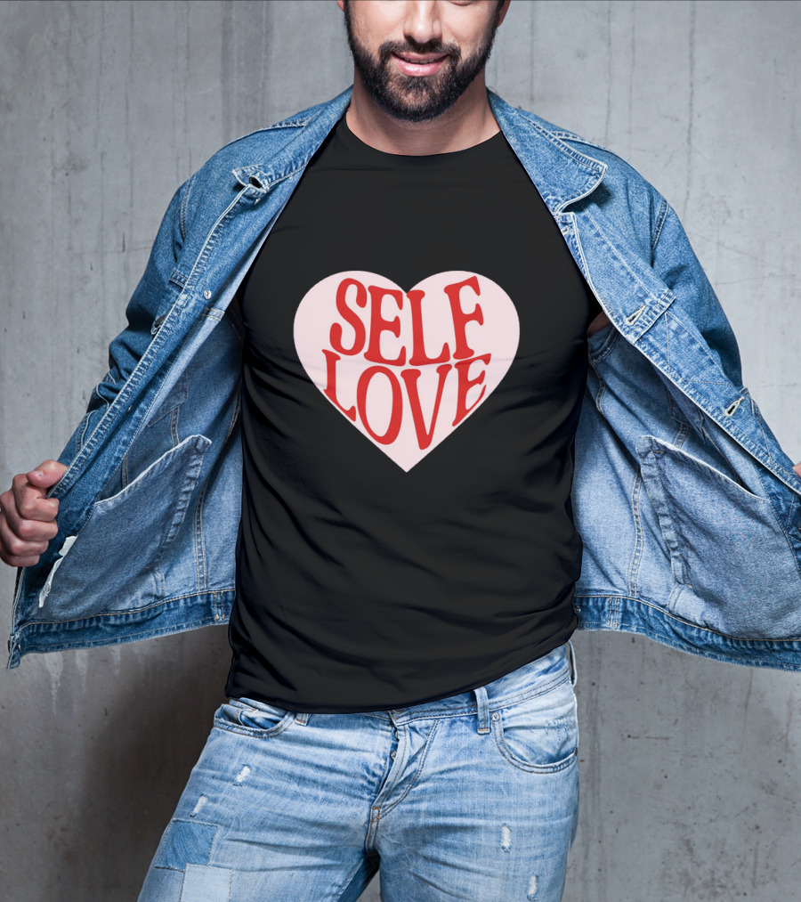 SELF LOVE Heart Retro Bold Typography T-Shirt