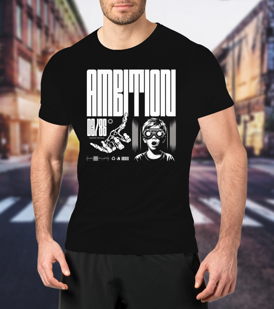 AMBITION 03/86 Embrace The Dawn Child With Goggles And Robotic Hand T-Shirt