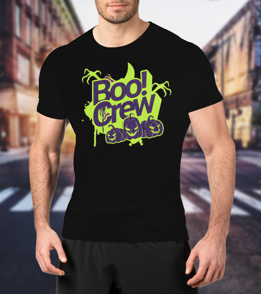 Boo Crew Halloween Pumpkins With Spooky Moon And Trees T-Shirt