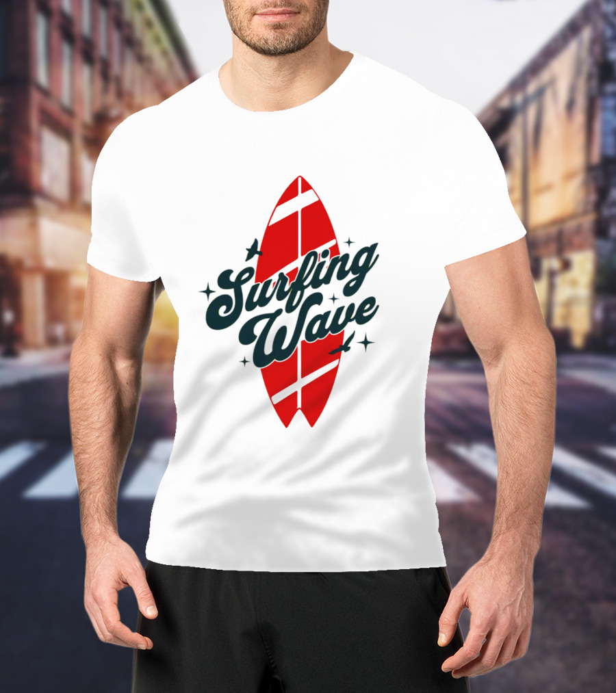 Surfing Wave Red Surfboard T-Shirt