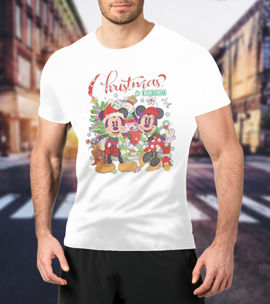 Disney Mickey And Minnie Christmas On Main Street Holiday Magic T-Shirt