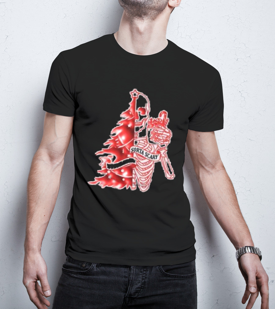 Skeleton Sorta Merry Sorta Scary Christmas Tree Splittinwigz T-Shirt