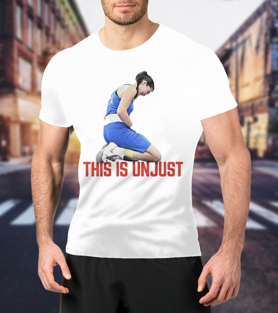 Angela Carini Kneeling In Blue This Is Unjust T-Shirt