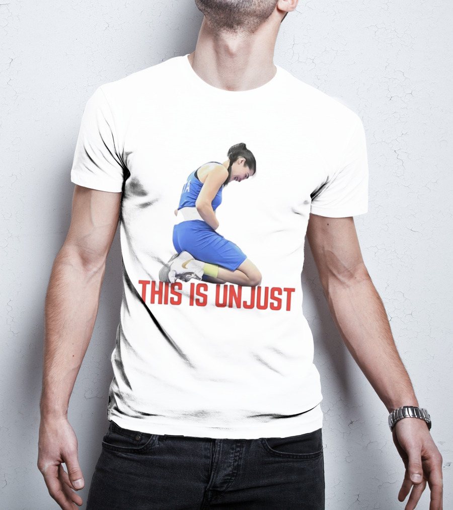 Angela Carini Kneeling In Blue This Is Unjust T-Shirt