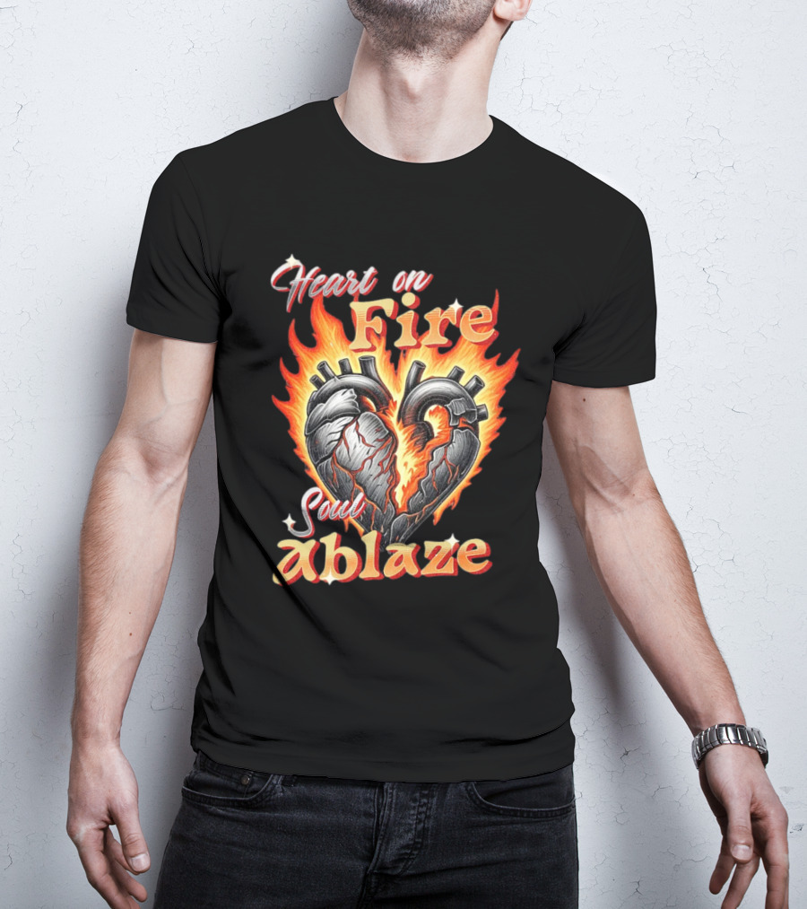 Heart On Fire Soul Ablaze Fiery Heart T-Shirt
