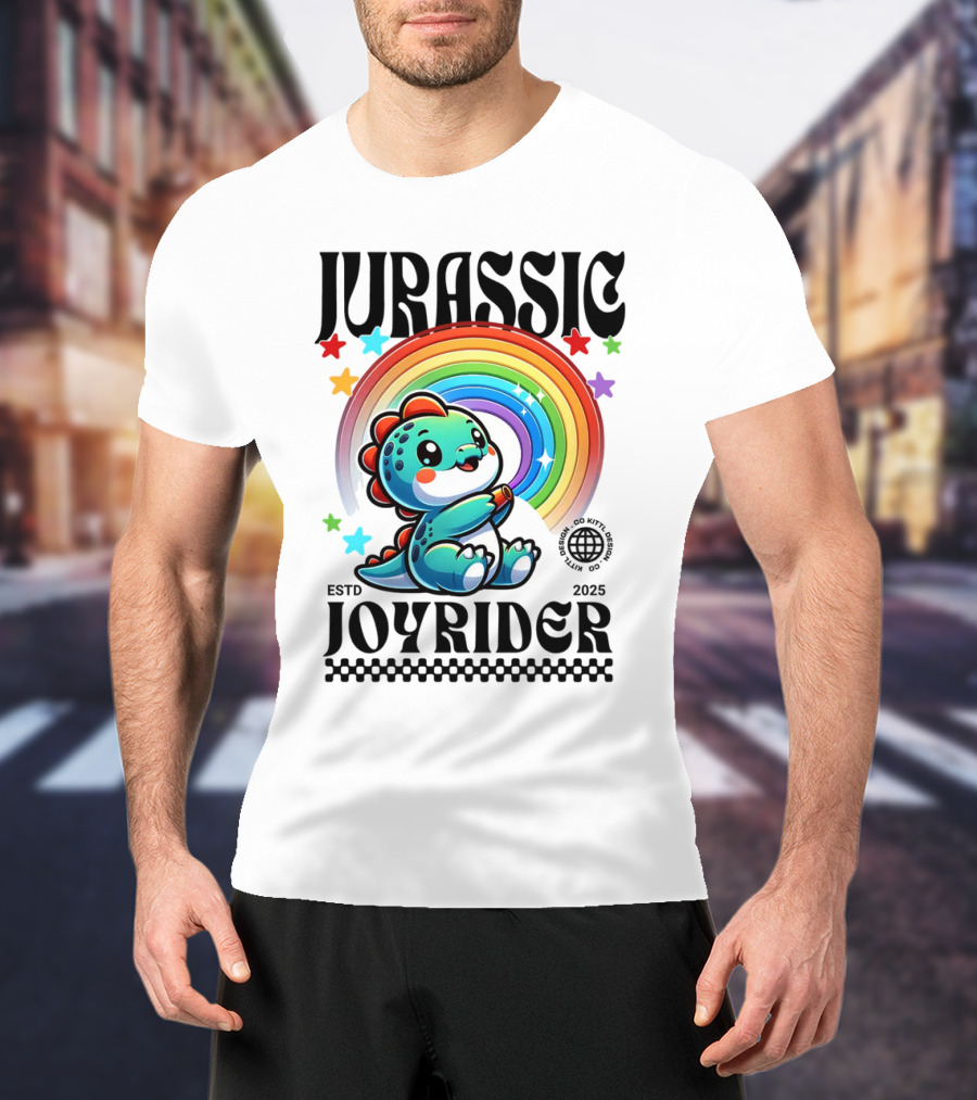 JURASSIC JOYRIDER ESTD 2025 Rainbow Star Dino Club T-Shirt