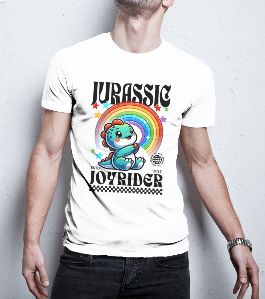 JURASSIC JOYRIDER ESTD 2025 Rainbow Star Dino Club T-Shirt