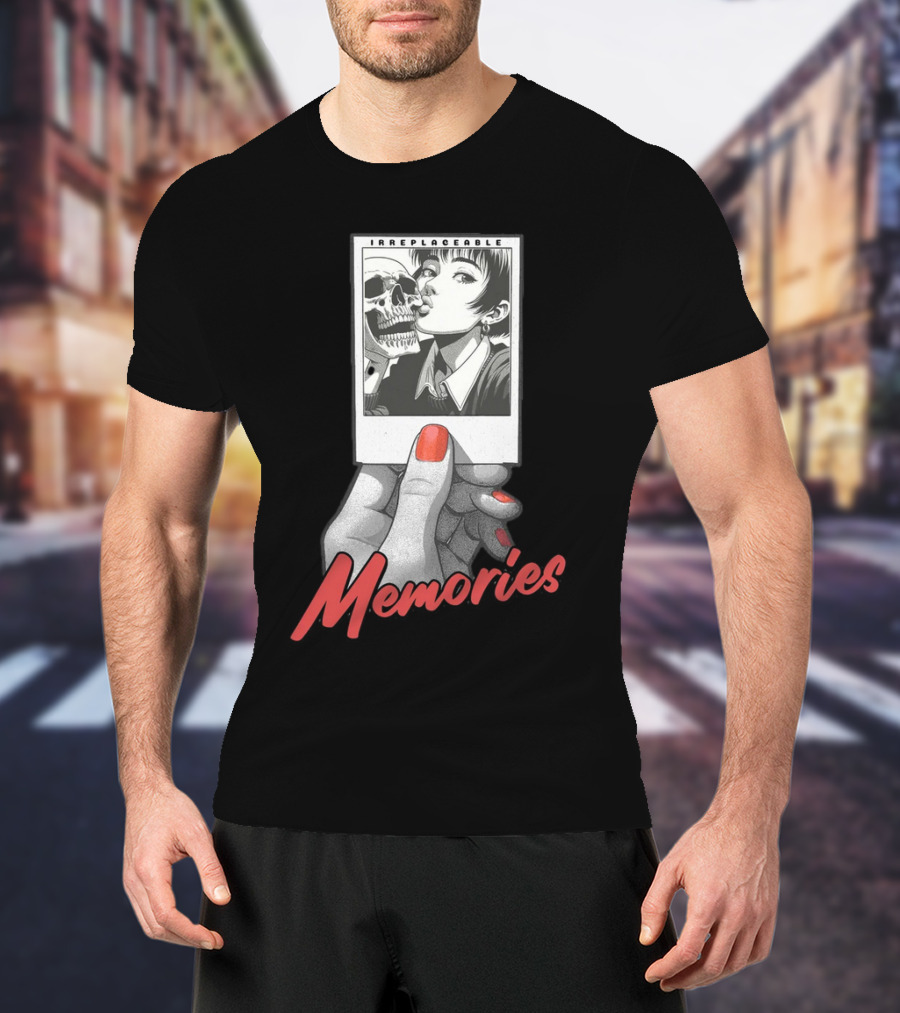 Irreplaceable Memories Polaroid With Skull Kiss T-Shirt