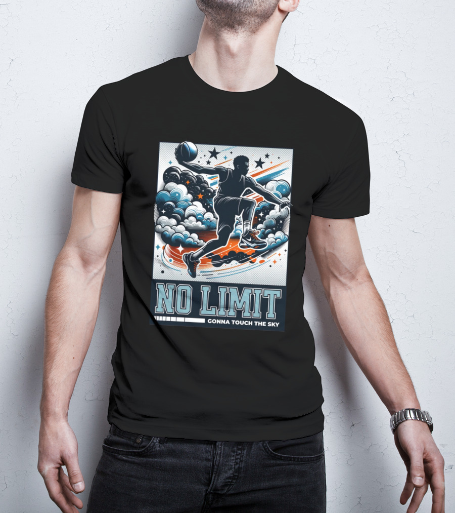 NO LIMIT GONNA TOUCH THE SKY Basketball Player Dynamic Clouds And Stars T-Shirt