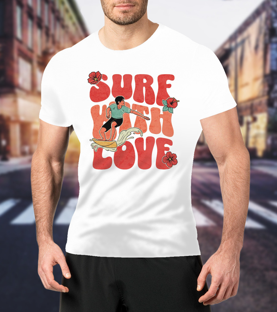 Surf With Love Hibiscus Wave Rider T-Shirt