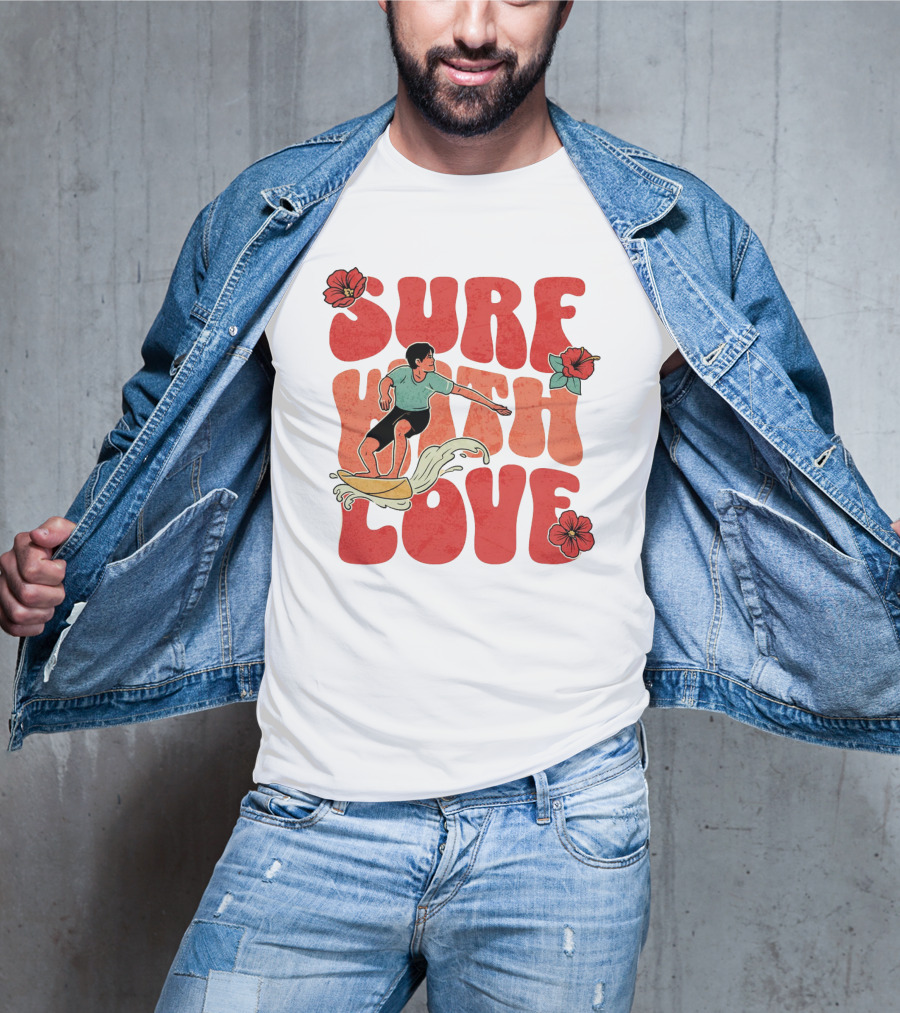 Surf With Love Hibiscus Wave Rider T-Shirt