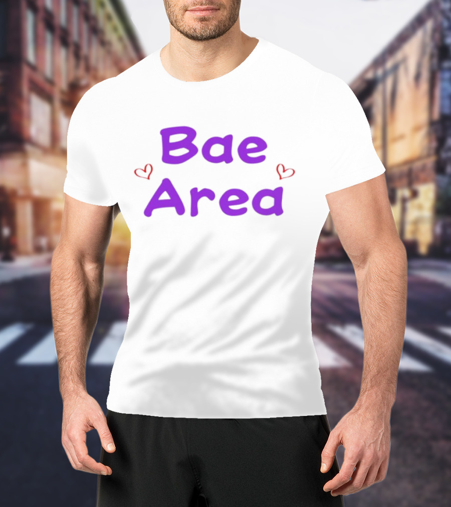 Bae Area Purple Text With Red Hearts T-Shirt