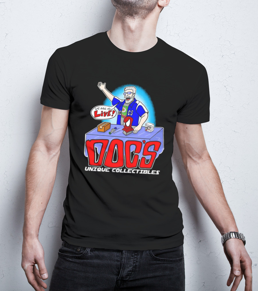 Doc's Unique Collectibles We Are Now Live CS Comic Show Enthusiast T-Shirt
