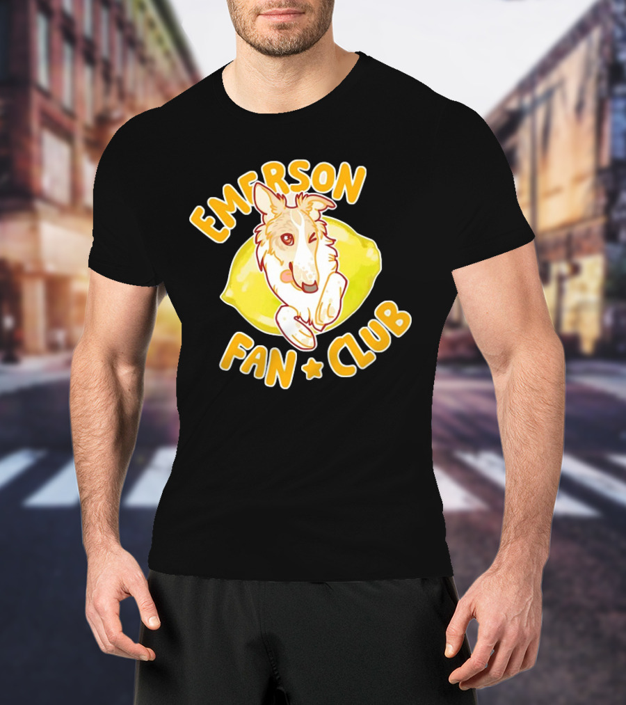 Emerson Fan Club Cute Collie Dog With Lemon T-Shirt
