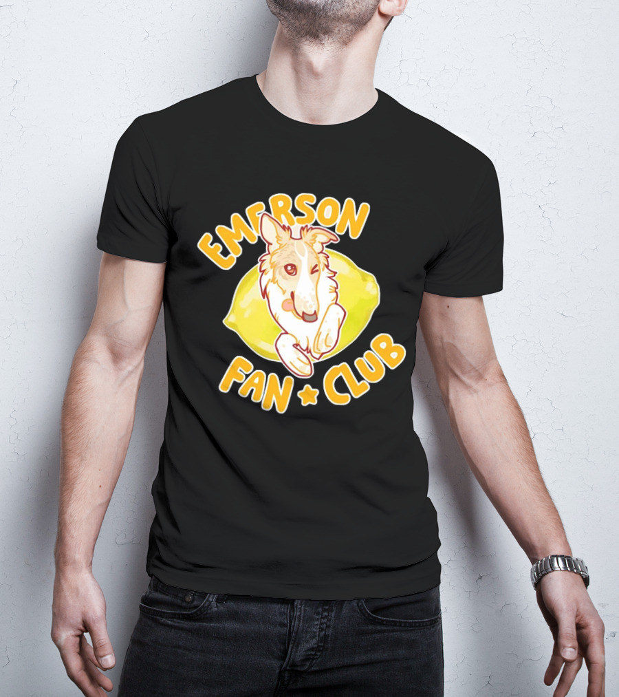 Emerson Fan Club Cute Collie Dog With Lemon T-Shirt