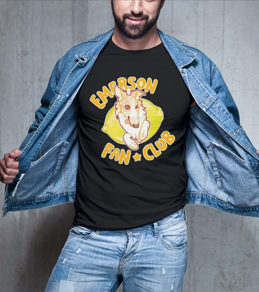 Emerson Fan Club Cute Collie Dog With Lemon T-Shirt