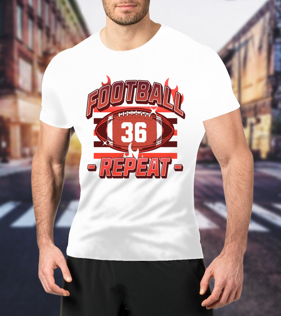 Football Repeat 36 Burn Flames T-Shirt