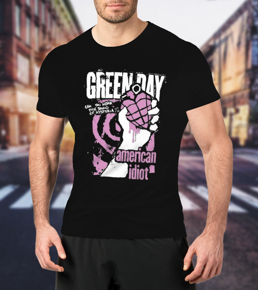 Green Day Can You Hear The Sound Of Hysteria American Idiot Pink Hand Grenade T-Shirt