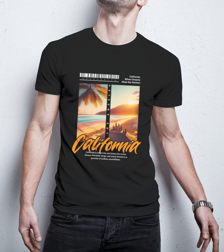 Los Angeles California Where Dreams Meet The Horizon Ocean Sunset T-Shirt
