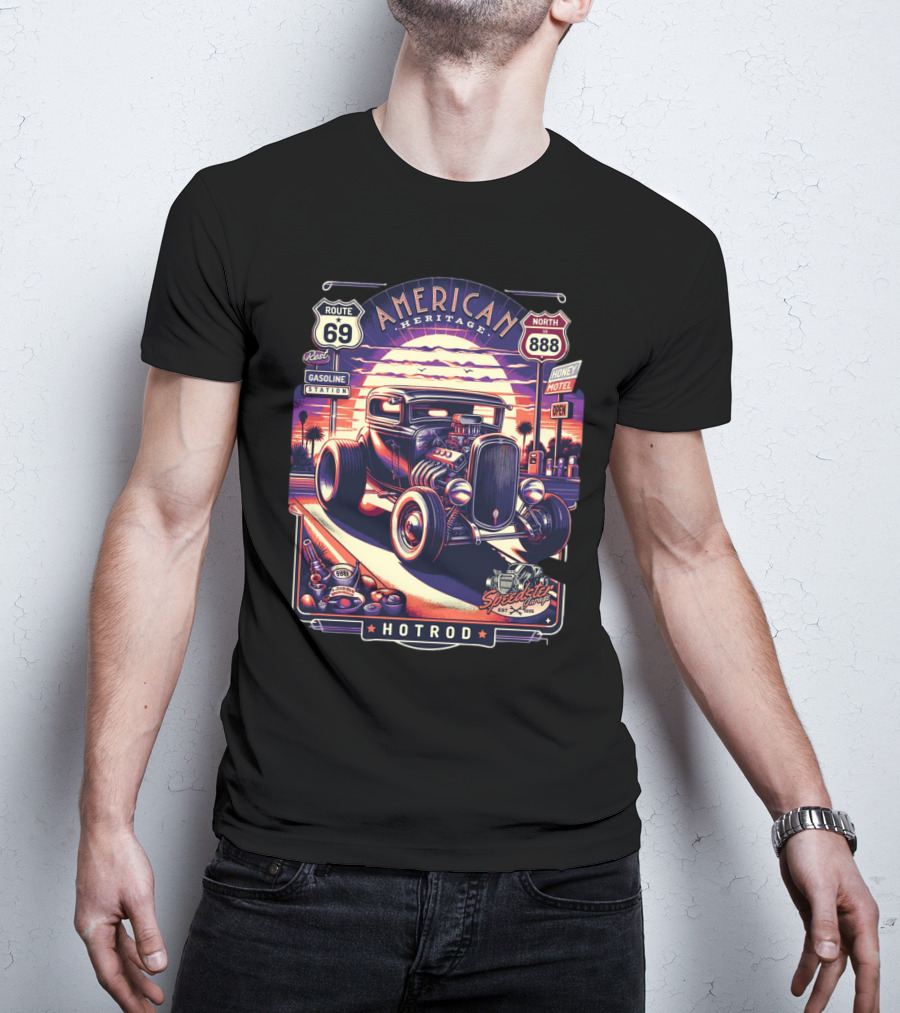 American Heritage Route 69 Hotrod Speedster Gasoline Motel T-Shirt