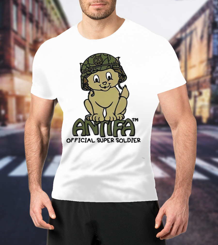 Antifa Super Soldier Peace Helmet Kitten T-Shirt