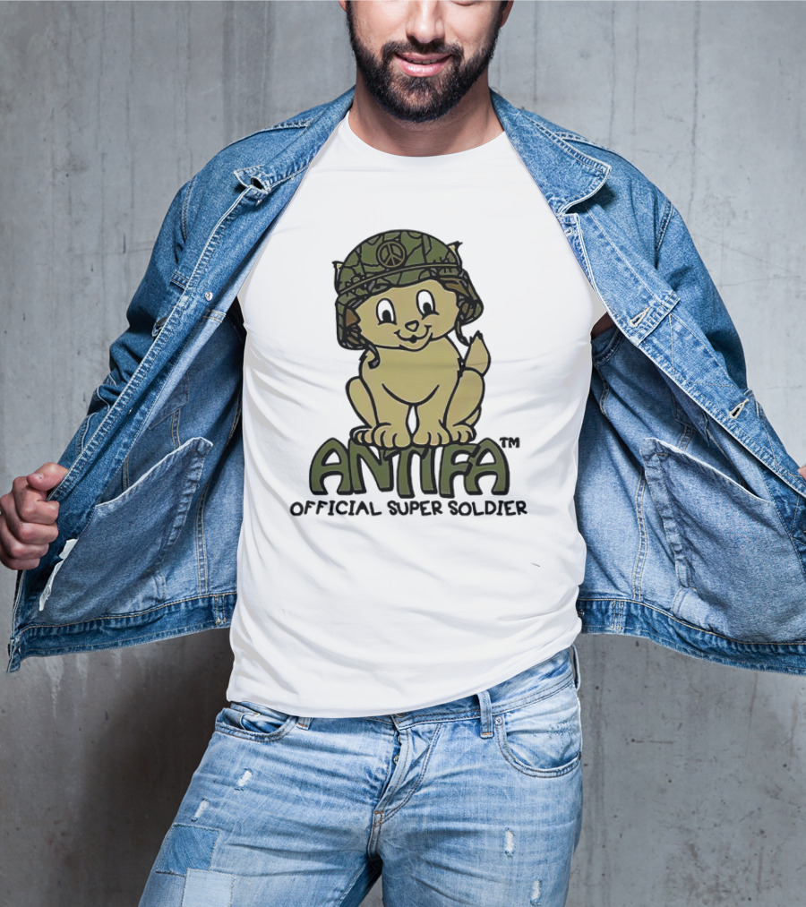 Antifa Super Soldier Peace Helmet Kitten T-Shirt