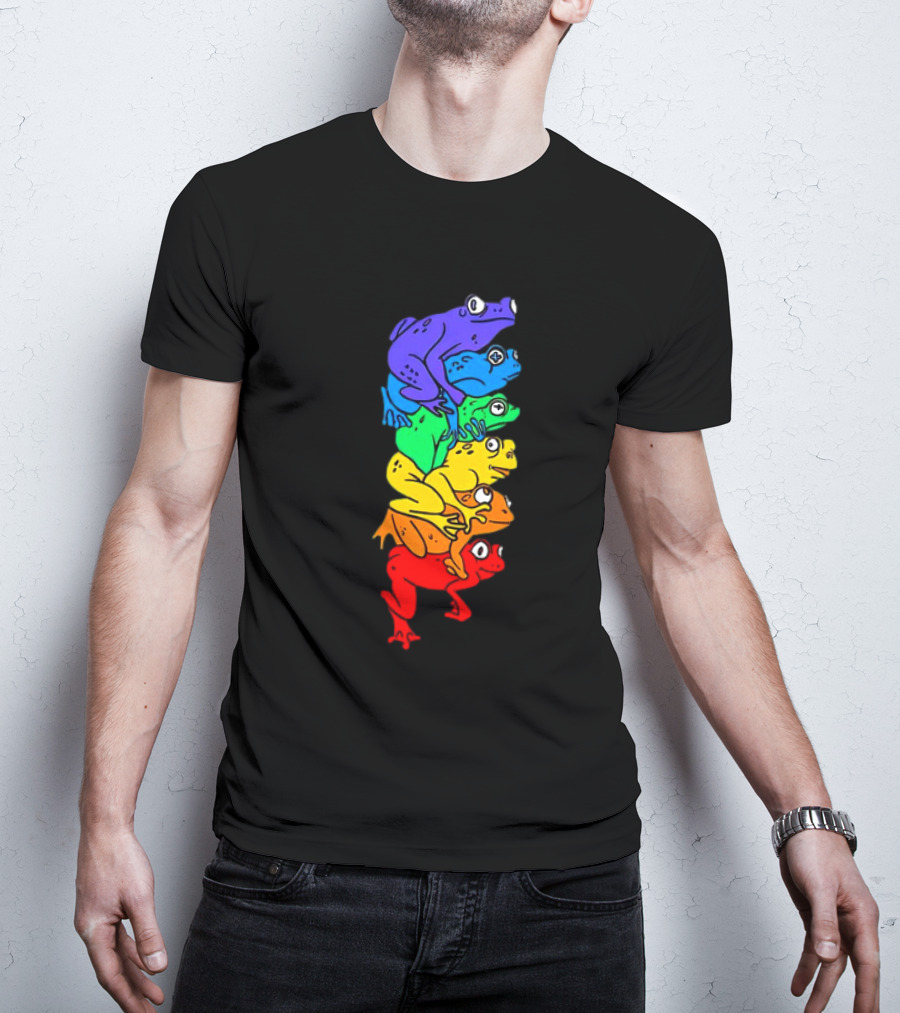 Rainbow Gay Frog Stack T-Shirt