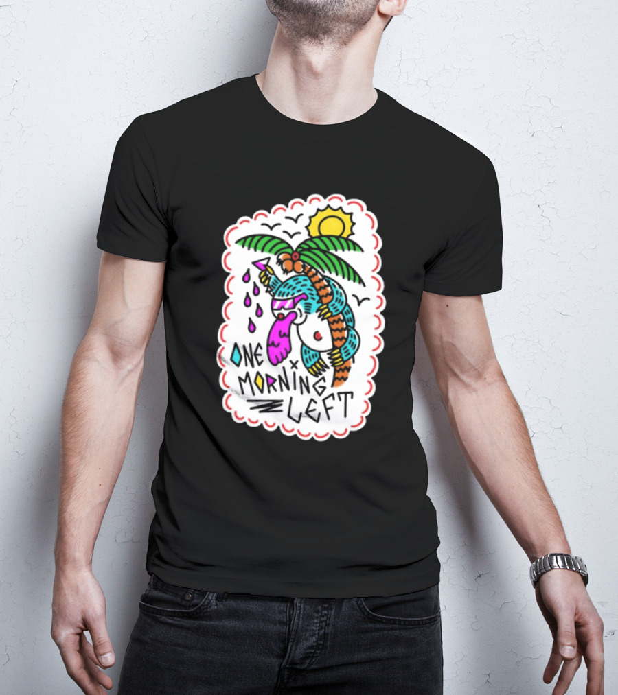 One Morning Left Palm Sloth Tropical Sunset Vibes T-Shirt
