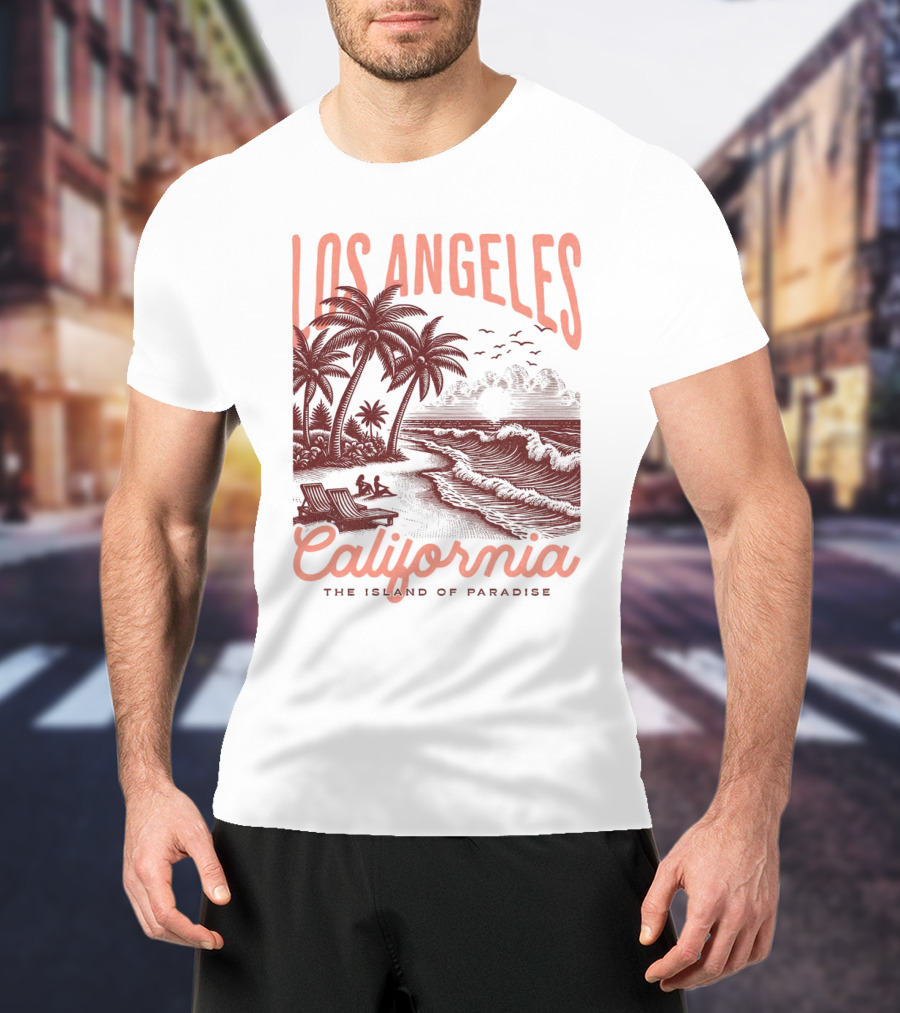 Los Angeles California The Island Of Paradise Vintage Beach T-Shirt