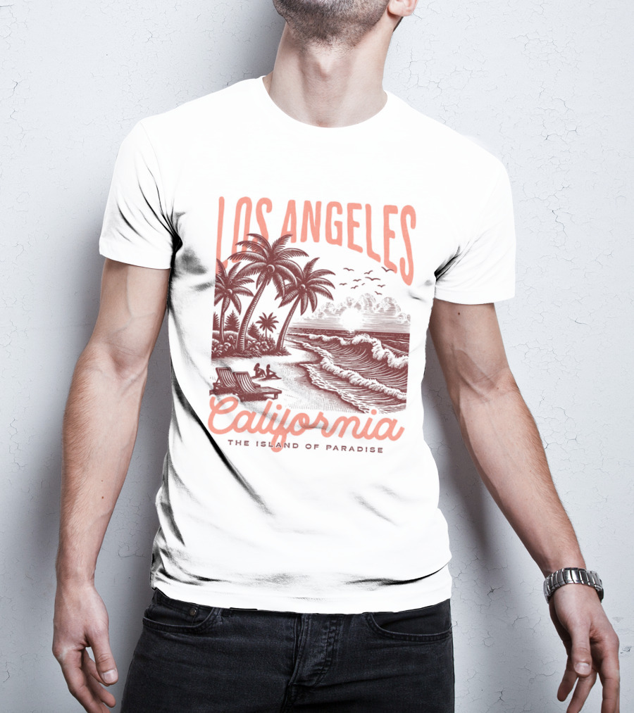 Los Angeles California The Island Of Paradise Vintage Beach T-Shirt